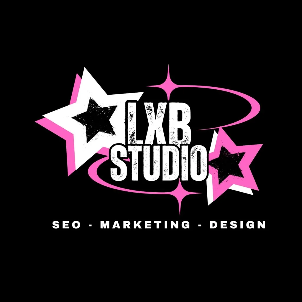 LXB-STUDIO SEO MARKETING DESIGN LOGO RETRO EXAMPLE PINK STARS RETRO